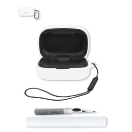 Case for B&O Beoplay Eleven True Wireless Bluetooth Earphones,Soft Protective,BOVUGAC Silicone Case Cover with Keychain & Cleaning Kit & Lanyard for Bang & Olufsen Beoplay Eleven Earbuds-White