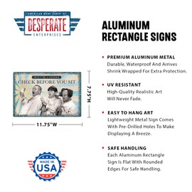 Desperate Enterprises Stooges Bathroom Aluminum Sign - Nostalgic Vintage Metal Wall Décor - Made in USA