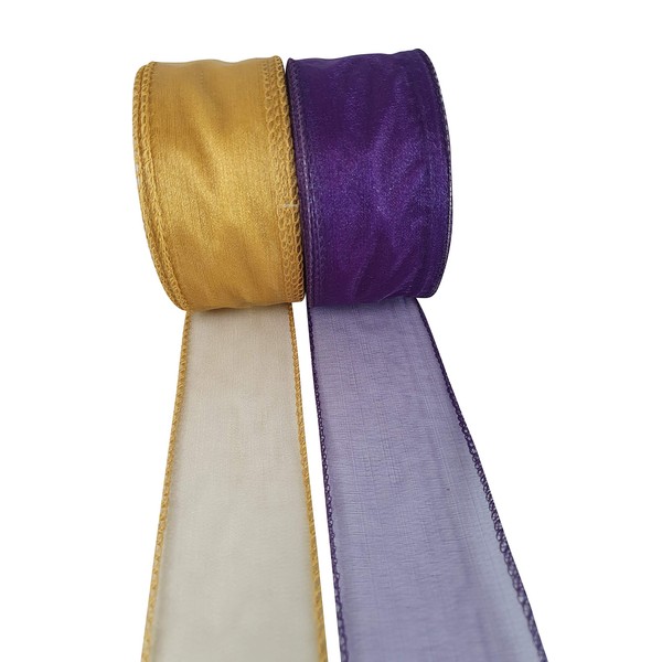 INERRA Wired Edge Organza Chiffon Ribbon Multipack - 2 x