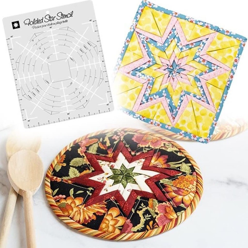 Folded Star Hot Pad Interfacing Templates Sewing Stencil Guide Ruler