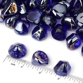 Skyflame 10-Pound Fire Glass Diamonds for Fire Pit Fireplace Landscaping, 1/2 Inch Reflective Glass Fire-Diamonds, Cobalt Blue