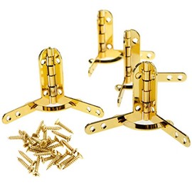 SING F LTD Jewelry Wine Box Quadrant Hinges 40x40x30mm 90 Degree Chrome-plated Support Hinges Gold with Fixing Screws 4pcs/set