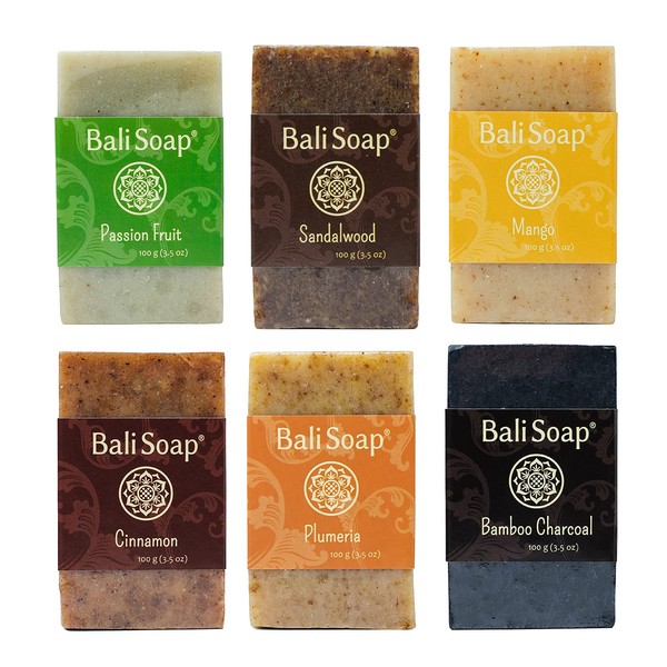 Bali Soap - Orange Collection, All Natural, Handmade, Vegan Bar Soap for Men & Women, Cold Pressed Face, Hand and Body, Variety Scent 6pc, 3.5oz each