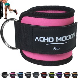 AOHO MOOON Comfortable Adjustable Ankle Straps for Cable Machines Women, Gym Workout Leg Straps, Ankle Cuffs for Glute Workouts, Foot Straps for Kickback, One Size Fit All with D Ring