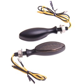 MotorToGo Black LED Motorcycle Turn Signal Blinks mini Torpedo Oval LED Turn Signal Lights Blinkers Compatible for 2017 Yamaha FZ07