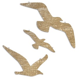 Oiieco 3-Piece Beach Wall Decoration, Wooden Seagull Decoration, Maritime Decoration, Outdoor Ocean Decorations, for Living Room, Bedroom, Bathroom, Hallway and Holiday Homes