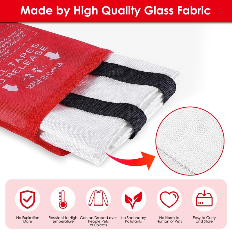 DAWNTREES Fire Blankets Emergency for Kitchen Home,1x1m Emergency Fire Retardant