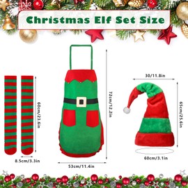 Hifot Christmas Elf Costume Women's Elf Costume Gnome Hat Apron Christmas Stockings Christmas Costume Adult Cosplay Fancy Dress Costume Party
