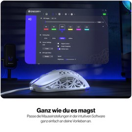ENDORFY LIV Wireless Onyx White, White Gaming Mouse, Wireless, Ultralight Design (69 g), Maximum 12,000 DPI, PixArt PAW3311, Kailh GM 4.0, 2.4GHz, BT, USB-A, ARGB Backlight, EY6A019
