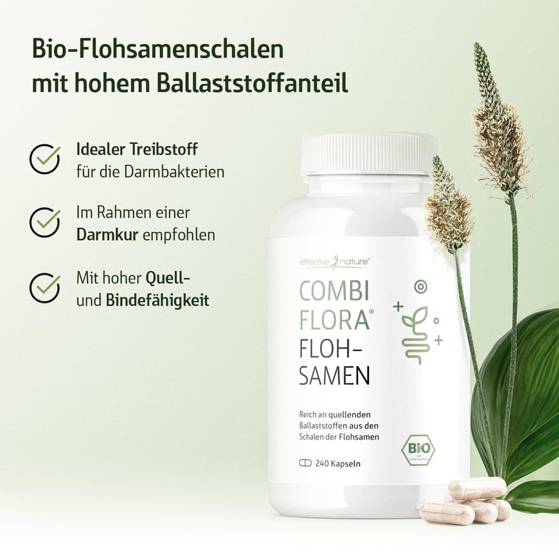 Organic Psyllium Husks - 240 Capsules - 3600 mg Psyllium
