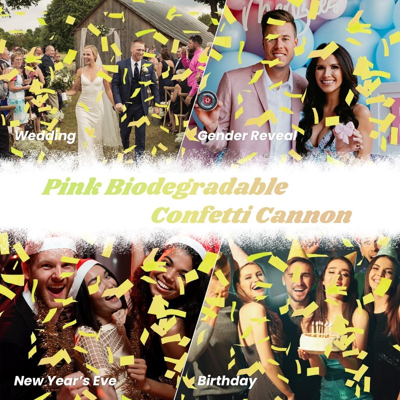 Confetti Cannon Yellow Biodegradable Confetti Poppers 12Pack Party Poppers Shooters