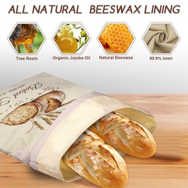 Beeswax Bread Bags for Sourdough, 2 Pack Reusable Bread Bag for Storage XL 17x13 Inchand, Large Linen Bags for Homemade Sourdough - Keep Fresh, Freezer Safe