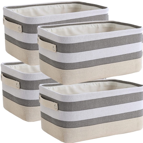 SOUJOY 4 Pack Storage Baskets for Shelves, Fabric Closet Storage Bin with Handles, 15.9" L x 12" W x 8.3" H Foldable Shelf Organizer Box for Nursery Toy, Home, Office