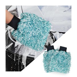 Yourkar 2 PCS Car Wash Mitt, 8"×10" Soft & Scratch-Free Premium Plush Microfiber Washing Glove, Machine Washable Lint Free Absorbent Detailing Wash Mitt, Universal Car Accessories (Green)