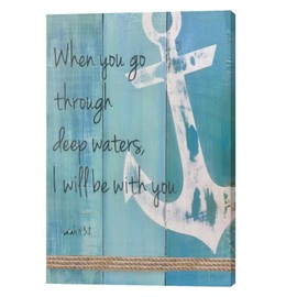 Bathroom Anchor Wall Art Christian Scripture Canvas Print Nautical Beach Bathroom Pictures Ocean Coastal Theme Painting Framed Artwork Office Home Decor for Bedroom Dining Living Room 16"x24"