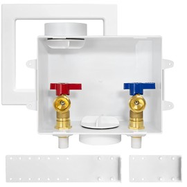 HeSun Washing Machine Outlet Box, 1/2 Inch CPVC Inlet x 3/4 Inch MHT Outlet Connection, Laundry Pex Washer Box with Center Drain,White