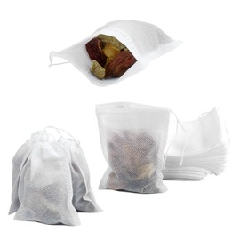 50 Pcs Tea Bags Empty, Disposable Tea Filter Bags, Empty Tea Bags for Loose Tea (White, 8 * 10CM)