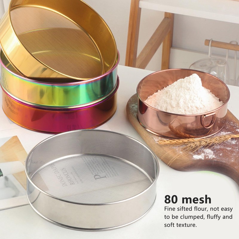 Large Size Round Sifter 80 Mesh, Coated Stainless Steel Flour