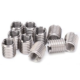 ViaGasaFamido Insert Nut Split Groove Type Stainless Steel 10 Pieces (Inner Diameter M8 x 1.25 M1.25 Outer Diameter M10 x 1.5 Length 12 mm)