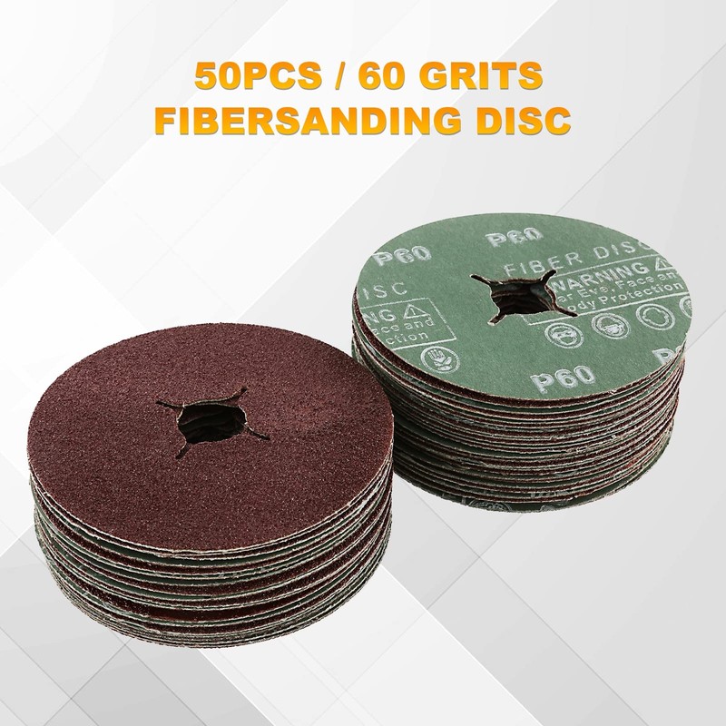 Dyna-Living 50Pcs 115mm Fibre Sanding Disc for Sanding & Grinding