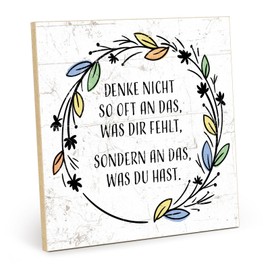 TypeStoff Wooden Sign with Saying - Satisfaction - Vintage Look with Quote as Gift and Decoration on the Theme of Motivation, Hygge and Serenity - HS-00941 19.5 x 19.5 x 1 cm