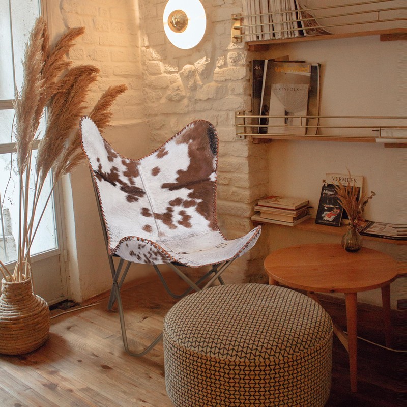 cuero Handmade Leather Butterfly Chair Living Room - Side Hand