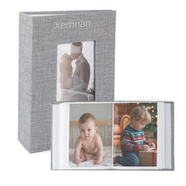 Xerhnan 1 Pack Photo Album 4x6-50 Pockets Hold 100 Pictures - Memory Book for Wedding, Baby Shower, Family Photos (Gray)