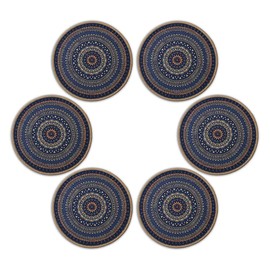 Plant Pot Mats Set of 6 Water Absorbent 8.5" Non-Slip Pot Pad Heat Resistant Trivet Boho Placemats Round Plate Coaster for Kitchen Dining Room (C)