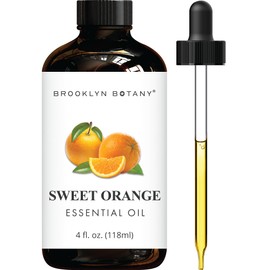 Brooklyn Botany Sweet Orange Essential Oil - Huge 4 Fl Oz - 100% Pure and Natural - Premium Grade with Dropper - for Aromatherapy and Diffuser