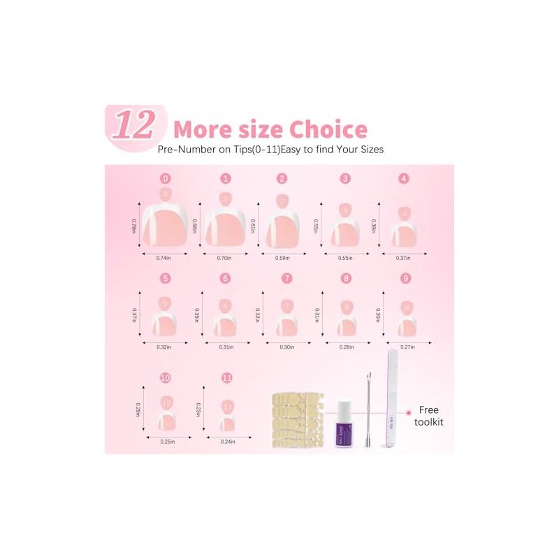 Kit de 240 uñas postizas francesas blancas para prensar, extensiones