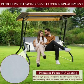 Porch Patio Swing Seat Cover Replacement, 680D Thickened Waterproof Oxford Swing Replacement Fabric for Outdoor Garden 2/3 Seater Chair 58.2x19.7x19.7 inch(Gray)