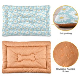 Daisy Flower Dog Cat Bed Washable Crate Pet Bed Anti-Slip Comfortable Puppy Kennel Bed for Large Medium Small Dogs Cat, 18 x 24 Inch