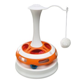 Ferplast Interactive Cat Toy TORNADO, Teaser Pet Toy with Soft Toy and 2 Balls Included, Electronic Cat Toy with Non-Slip Feet, Ø 24 x 34 cm