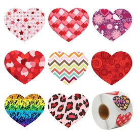 Dzrige 500pcs/roll Heart Shape Labels Love Heart Stickers Love Scrapbooking Adhesive Stickers for Valentine's Day Wedding Decor Stationery Candy Dragee Bag Gift Box Packing Bag Sticker