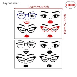 24 Pcs Face Stickers for Crafts Lips Mouth Eyes Eyebrows Nose Decals Make a Face Stickers for Holiday Party Supplies DIY Crafts Flower Pots Decoration