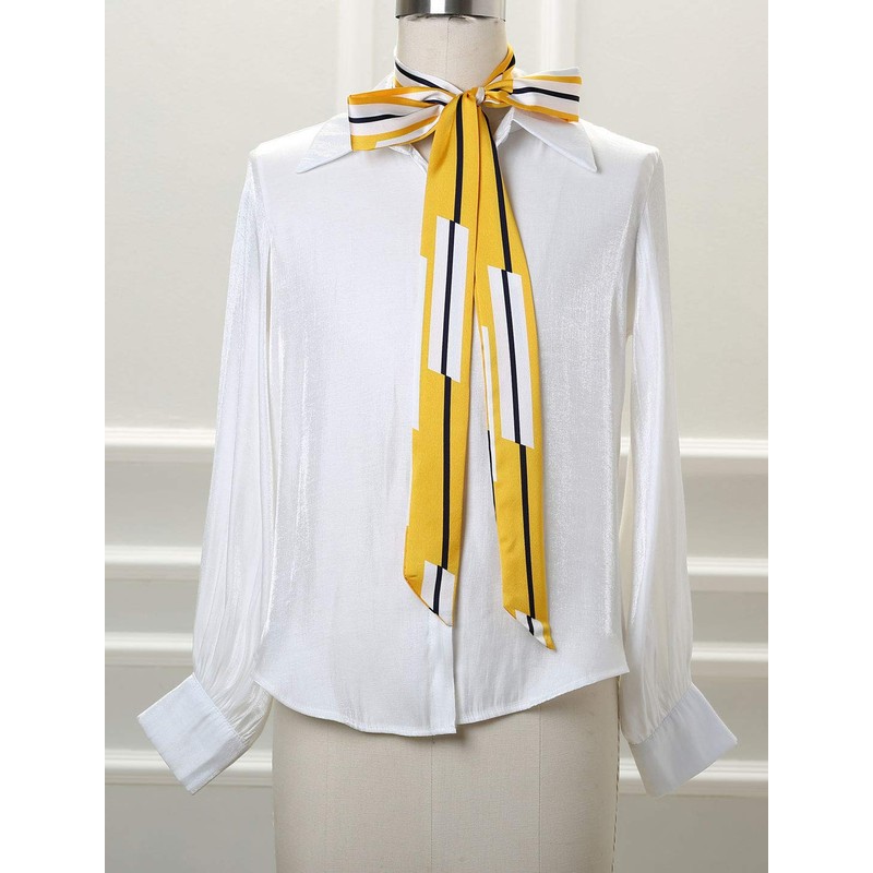 Allegra K Women's Thin Ribbon Scarf, Neckerchief, Rectangle, Strap, Long,
