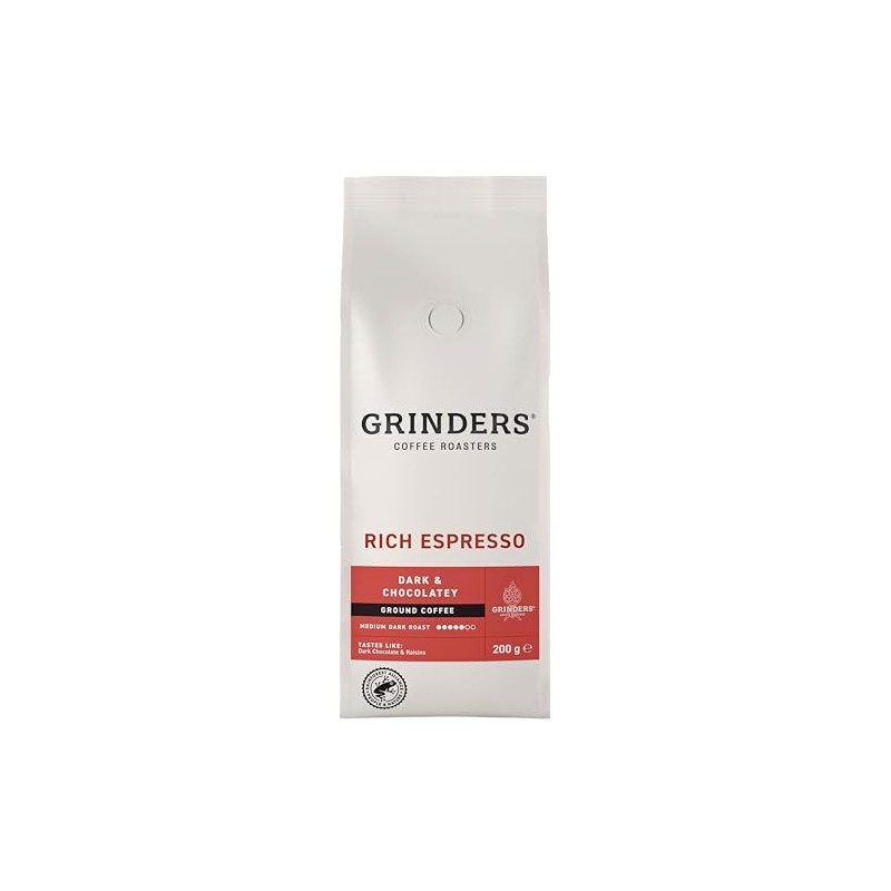 Grinders Rich Espresso Ground Coffee, 200g