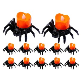 TIENDA OKI MEXICO | 36 Velas LED Decorativas de Araña para Halloween | Colores Negro y Naranja, Iluminación para Fiestas | Decoración de Terror y Día de Muertos