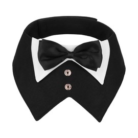 ADOGGYGO Dog Tuxedo, Wedding Birthday Dog Bowtie Collar, Pet Tux Bandana Collar for Large Pets (Black, Large)
