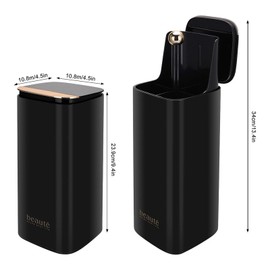 Perfeclan Stationery Brush Container Automatic Makeup Brush Holder Travel Multipurpose Reusable Cosmetic Tool Make up Brushes Organizer, black