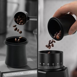 51mm Espresso Dosing Cup: 51mm Espresso Puck Screen and 51mm Coffee Dosing Cup Set | Fit Espresso Machine 51mm Portafilter - Reusable Barista Accessories (Black, 51mm Dosing Cup & 51mm Puck Screen)