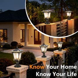 SLAWA 16.14" Solar Post Lights Modern Outdoor Post Lantern Aluminum Exterior Pillar Lights IP65 Waterproof LED Solar Powered Column Caps Lamps Garden Yard Pool Entry Lawn Path Pole Light Fixture