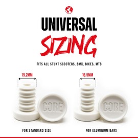 CORE Bar Ends Plugs - Resin Push-In Plugs for Scooter/Bike/BMX Universal Bar Ends for Handlebar End Caps - White (Standard Bar)