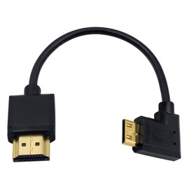 Duttek Mini HDMI Cable, Mini HDMI to HDMI Converter Adapter, Short Left Angled 90 Degree Mini HDMI to HDMI Male Male to Male Gold Plated Terminal High Speed Transmission Mini HDMI Cable 4K, 1080P