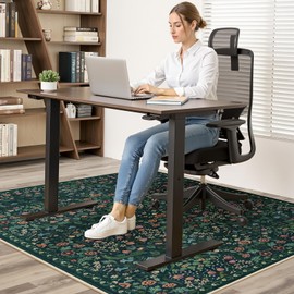 Anidaroel Floral Office Chair Mat for Hardwood Floor, 36"x48" Desk Chair Mat for Hard Floors, Under Desk Rug for Rolling Chair, Anti-Slip Computer Chair Mats, Low Pile Carpet Protector Mat