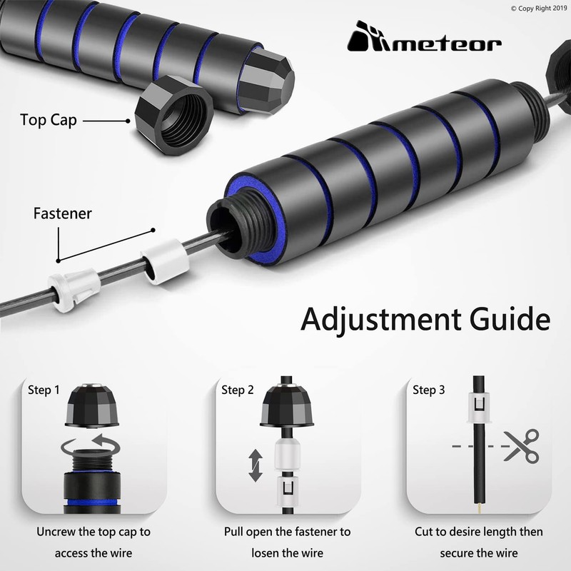 METEOR Adjustable Jump Rope for Cardio Exercise - Premium Skipping