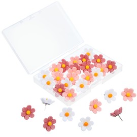 YQQYG Pack of 30 Floral Push Pins, White Pink Push Pins for Bulletin Board, Drawing Purposes for Cork Board, Photo Wall, Office, Home Decoration