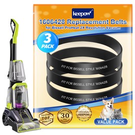 KEEPOW Vacuum Belts Compatible with Bissell TurboClean/PowerForce PowerBrush Pet Carpet Cleaner 2987, 1986, 2910, 2190W, 2806, 28062, 28068, 29878, 29879, Parts# 1606428, 3 Pack