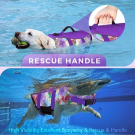 Fragralley Dog Life Jacket Vest Swimming Adjustable Puppy Life Vests, Ripstop Life Jackets for Small Medium and Large Dogs High Visibility Flotation with Rescue Handle for Water Swim Boating HuntingL