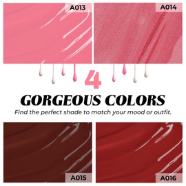 CLAVUZ Semi-Permanent Nail Polish 4 Colors Gel Polish, Dark Pink Glitter Burgundy Red Semi-Permanent Nails Kit by UV LED Nail Polish Gel Polish for Nails Soak Off Manicure